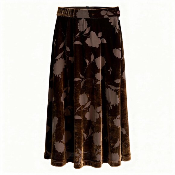 Jones New York Dresses & Skirts - Jones New York Deep Chocolate Brown Burnout Velvet Midi Skirt - Sz 2
